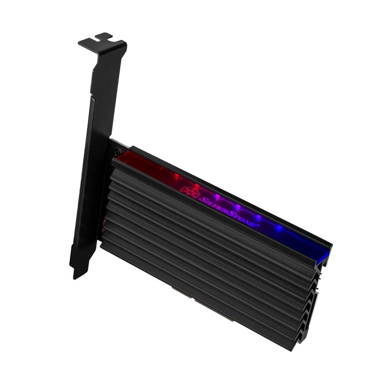 SilverStone Technology ECM24-ARGB M.2 NVMe SSD NGFF M Key to PCIe x4 ARGB Adapter Card with heatsink and Thermal pad - Image 2